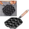 AYNEFY Griglia Takoyaki a 14 Fori in Ghisa Naturale, Padella con Manico Staccabile per Polpette di Polpo e Cottura Domestica