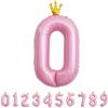 Alaoo Palloncino Numero, Palloncino Numero 0 D'rosa, 40 Pollici Palloncini con Numeri di Compleanno con Corona, Gonfiabili Elio o Aria, Decorazione per Compleanno, Festa, Anniversario