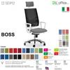 SEIPO BOSS BS0041 poltrona BIANCA direzionale schienale rete con poggiatesta e braccioli fissi movimenti R4 tessuto V SEIPO