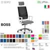 SEIPO BOSS BS0042 poltrona BIANCA direzionale schienale rete con poggiatesta e braccioli fissi movimenti Z tessuto V SEIPO