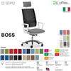 SEIPO BOSS BS0043 poltrona BIANCA direzionale schienale rete con poggiatesta e braccioli fissi movimenti F tessuto V SEIPO