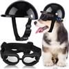 Frienda Dog Helmet and Goggles, UV Protection Doggy Sunglasses and 4 Inch Padded Puppy Motorcycle Helmet Adorable Dog Goggles with Adjustable Belt for Small Dogs Puppy Riding(Black,S)