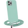 MyGadget Cover per iPhone 12 Pro Max - Custodia con Corda - Case con Cordino Opaca Antiurto | Bumper con Laccio | Tracolla - Practical Stylish - Verde menta