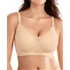 SHARICCA Reggiseno da donna senza ferretto, reggiseno push-up, in pizzo, senza cuciture, con ferretto completo, morbido senza fili, traspirante, per tutti i giorni e il sonno, color carne, XL