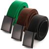 Mile High Life Cintura in tela regolabile, adatta a girovita fino a 132,1 cm, con fibbia militare nera tinta unita a scatto (16 colori e confezioni combinate) 3 Pack Black/Brown/Green