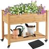 Yaheetech Fioriera/Aiuola Rialzata da Esterno Balcone Orto Letto Rialzato da Giardino per Piante in Legno Abete con Ruote Ripiano 105,5 x 56,5 x 83,5 cm
