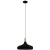 Eglo lampada a sospensione Sabinar, lampada sospesa per soggiorno e sala da pranzo, in metallo nero e legno naturale, FSC100HB, E27, Ø 40 cm