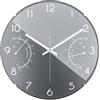 MEBUS moderne Quarz-Wanduhr mit Temperaturanzeige und Luftfeuchtigkeit, 30 cm Durchmesser groß, Wohnzimmer, Küchenuhr, Rund/Modell: 16105 / Farbe: Grau