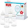 NUK First Choice Biberon | 3+ mesi | 240 ml | Biberon anti-colica | Vetro | Indicatore di controllo della temperatura | Arcobaleno | Confezione da 4