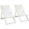Outsunny Set 2 Sedie Poltrona Sdraio da Esterni, Pieghevoli e Reclinabili, in Alluminio, 96.5x58x91.5 cm, Beige