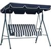 Outsunny Dondolo Giardino 3 Posti con Tetto Parasole, Dondolo da Esterno in Acciaio e Poliestere, 172x110x153 cm, Bianco e Blu | Aosom Italy