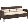Outsunny Divano da Giardino a 3 Posti in rattan PE e Acciaio, 173x68x78 cm, Marrone