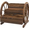 Outsunny Fioriera da Esterno a 3 Livelli con Ruote Decorative in Legno di Abete Carbonizzato, 62x61x57 cm | Aosom Italy
