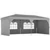 Outsunny Gazebo Pieghevole 3x6 m con Pareti e Altezza Regolabile, Protezione UV 50+, Grigio Chiaro | Aosom Italy