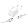 Intenso Power Adapter W30C GaN Set, alimentatore USB-C da 30 Watt e tecnologia GaN e USB-C a Lightning, cavo di ricarica, certificato MFi, bianco