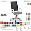 SEIPO BOSS BS0045 poltrona BIANCA direzionale schienale rete con braccioli fissi movimenti R4 ECOPELLE D2 SEIPO