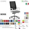 SEIPO BOSS BS0046 poltrona BIANCA direzionale schienale rete con braccioli fissi movimenti Z ECOPELLE D2 SEIPO