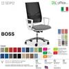 SEIPO BOSS BS0047 poltrona BIANCA direzionale schienale rete con braccioli fissi movimenti F tessuto V SEIPO