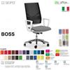 SEIPO BOSS BS0047 poltrona BIANCA direzionale schienale rete con braccioli fissi movimenti F ECOPELLE D2 SEIPO