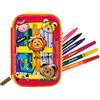 Mitama Astuccio Scuola Magic Pensil Case, Bambini, Giallo, Animal, Completo di Pennarelli, Scuola e Tempo Libero