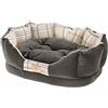 Ferplast Cuccia per cani e gatti CHARLES 70 Divano con cuscino, Sofà per animali, Scozzese, Soffice velluto, Lavabile, 68 x 47 x h 25 cm, Marrone