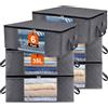 Withosent 35L Scatole per Armadio 6pcs, Organizzatore Armadio Scatole per Vestiti con Manico Rinforzato, Scatola Trasloco, Buste Pieghevole, per Piumoni Trapunte Coperte, Biancheria da Letto
