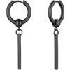 FindChic Orecchini Donna Cerchio Nero Orecchini Pendenti con Barra Lungo in Acciaio Inossidabile 316L Placcato Nero Regalo Confezione