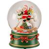 NOEL Carillon Sfera Babbo Natale Su Cavallo A Dondolo