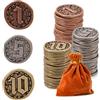 Prefdo 50 pezzi di monete metalliche per giochi da tavolo, monete dorate e argentate per poker, RPG, strategia da tavolo, monete metalliche fantasy, valuta di gioco generica pesante