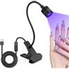 Elalove Lampada UV LED Unghie con Collo d'Oca 5W Regolabile 360 Gradi per Asciugatura Gel con Supporto a Clip e Alimentazione USB