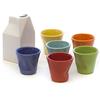 Set 6 Tazzine da caffè Accartocciati Multicolor con Lattiera Bianca in Gres Kaleidos