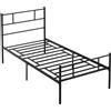 Struttura Letto Singolo 90x200 cm in Acciaio con Doghe Integrate Nero