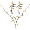 Epinki Parure Collana Orecchini, in Acciaio Inox, Rami d'albero, Orecchini e Collana, Set Gioielli Donna, 43 + 5,5 CM, Argento Oro