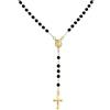 Bling Jewelry Rosario Religioso Con Perle Nere Benedette Della Vergine Maria Croce Del Crocifisso Collana Per Donne Adolescenti Placcata In Oro 18 Carati