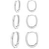 Cangall Orecchini a cerchio in argento 925, 3 paia di orecchini a cerchio ovali in argento sterling 925, per piercing multiplo, ipoallergenici, piccoli cartilagine, per dormire, ovali, in argento 925