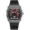 RORIOS Orologi da Polso Moda da Uomo Orologio Tonneau Sportivo Orologi Orologi Calendario Luminosi con Cinturino in Silicone Nero