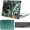 FFBOFFC Cover per MacBook Air 13 Pollici 2020 2019 2018 Modello A2337 A2179 A1932 M1 Chip Touch ID, Plastica Custodia Rigida Protettiva & Copritastiera & Borsa, Foglie verdi 1172