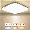 OUILA Plafoniera LED Soffitto 24W, 3000/4000/6500K Lampada da Soffitto LED Moderno, 2400LM Plafoniera Bagno IP44 Impermeabile Plafoniere da Ufficio Luce Soffitto per Camera Letto Cucina Soggiorno Balcone