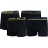 CAT Caterpillar Boxer Uomo, Confezione da 4, Bordo Elastico Varie Fantasie, Cotone (Nero, L)