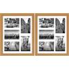 Americanflat Portafoto da Parete Multiplo da 28x35,5 Cm, Effetto Rovere - Per Esporre Cinque Foto da 10x15,2 con Passepartout - Porta Foto Multiple da Parete in Vetro Infrangibile (Confezione da 2)