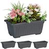 Relaxdays Fioriera da Esterni e Interni, Set da 4, Vasi Rettangolari in Plastica, HLP: 14 x 34 x 18,5 cm, Antracite