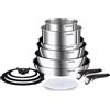 Tefal Ingenio Preference ON Set di pentole e padelle, 13 pezzi, impilabili, manico rimovibile, salvaspazio, antiaderente, a induzione, in acciaio inox, L9749432
