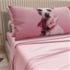 PETTI Artigiani Italiani - Lenzuola Animali con Cani in Cotone con Federe in Stampa Digitale, Lenzuola Una Piazza e Mezza Francese, Completo Letto Una Piazza e Mezza Rosa, 100% Made in Italy
