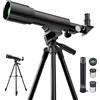 GUANIEE Telescopio per bambini, apertura 50 mm, 360 mm, AZ, telescopio astronomico portatile per adulti principianti con treppiede aggiornato nero