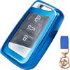 NEUHOO Accessori per auto per Skoda Fabia 4 2021-2024 2025 Custodia portachiavi e portachiavi, custodia per chiavi in silicone (blu)