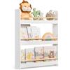 SONGMICS Libreria Montessoriana per Bambini, Scaffale per Giocattoli a 3 Ripiani, Libreria da Parete, Mobile per Cameretta Stanza dei Giochi, Bianco e Naturale GKR013W02