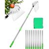 QWORK® Raccoglitrice di Frutta 4M con Manico telescopico, Acciaio Inossidabile, Strumento raccoglifrutta