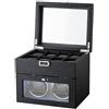 HEYOUTH Carica Orologi Automatici,Scatola del Tempo per Orologi,Orologi Ultra-Silenzioso Watch Winder Con Luce a LED, Con Scomparti Extra Per Orologi (Black)