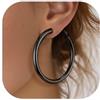 PROSTEEL Orecchini a Cerchio, 60MM, Orecchini Donna Nero, Combinazioni di Impilamento, Chiusura Minimalista Linee Morbide, con Confezione Regalo