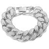 HALUKAKAH Catena Cubana Uomo Iced out,20MM Uomo Catena d'oro Miami Platino Placcato Finitura in Oro Bianco Braccialetto 20cm,Cz Completa Taglio Diamante Prong Set,Regalo per Lui
